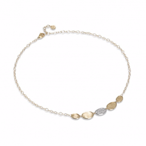 Marco Bicego Lunaria Collection 18K Yellow Gold and Diamond Petite Half Collar Necklace